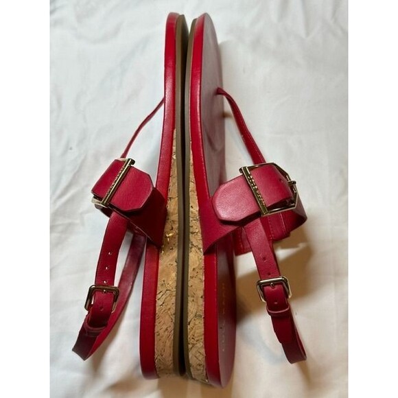 Cole Haan Francine Demi Wedge Leather Flat Sandals Red/W20908-Size 8 1/2 B -NWOT